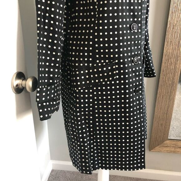 Tally Ho Black & White Polka Dot All Weather Trench Coat - Picture 3 of 6